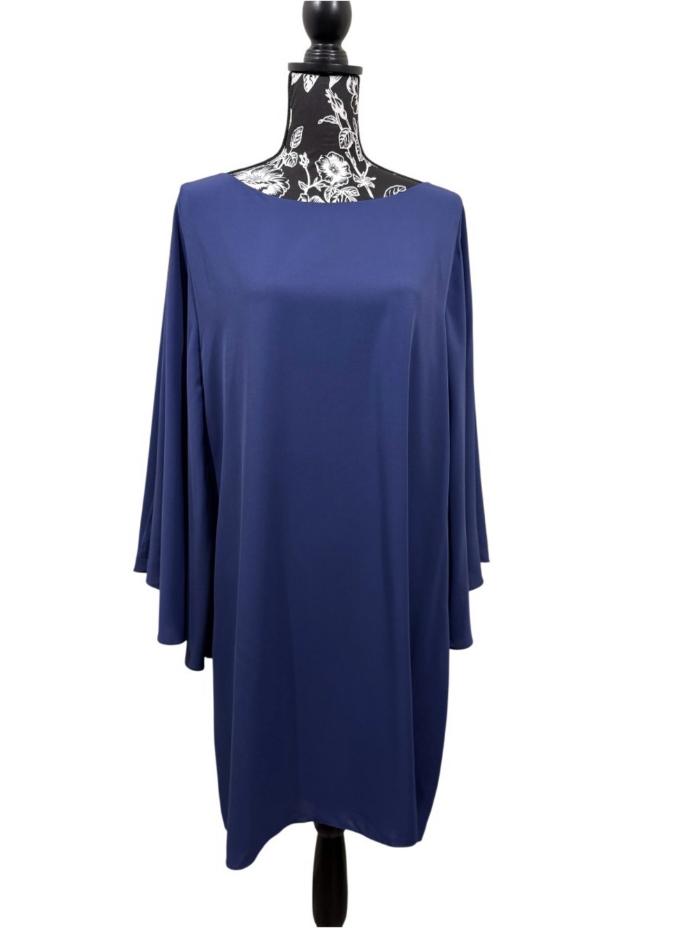Chelsea28 Navy Boatneck Cape Sleeve Shift Dress